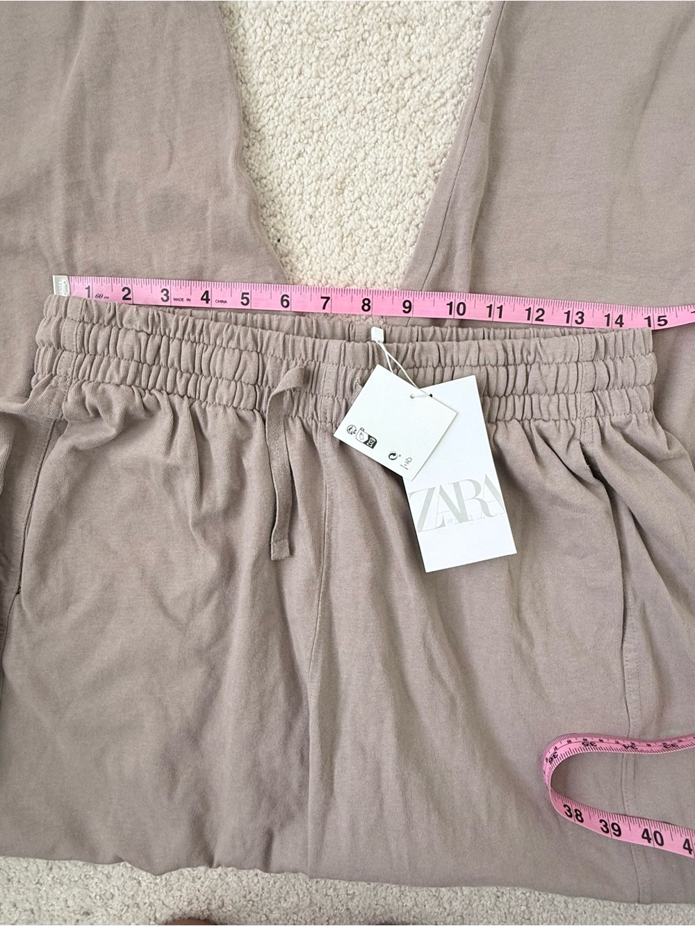 Zara Womens Drawstring Relaxed Barrel Pants in Taupe Brown - Picture 6 of 11